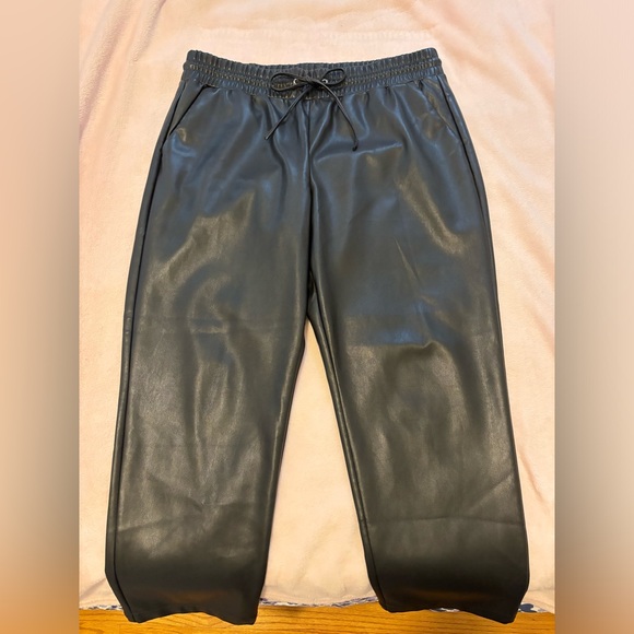 Like New Loft Faux Leather Straight Leg Jogger Pants - Size XL - Picture 2 of 7